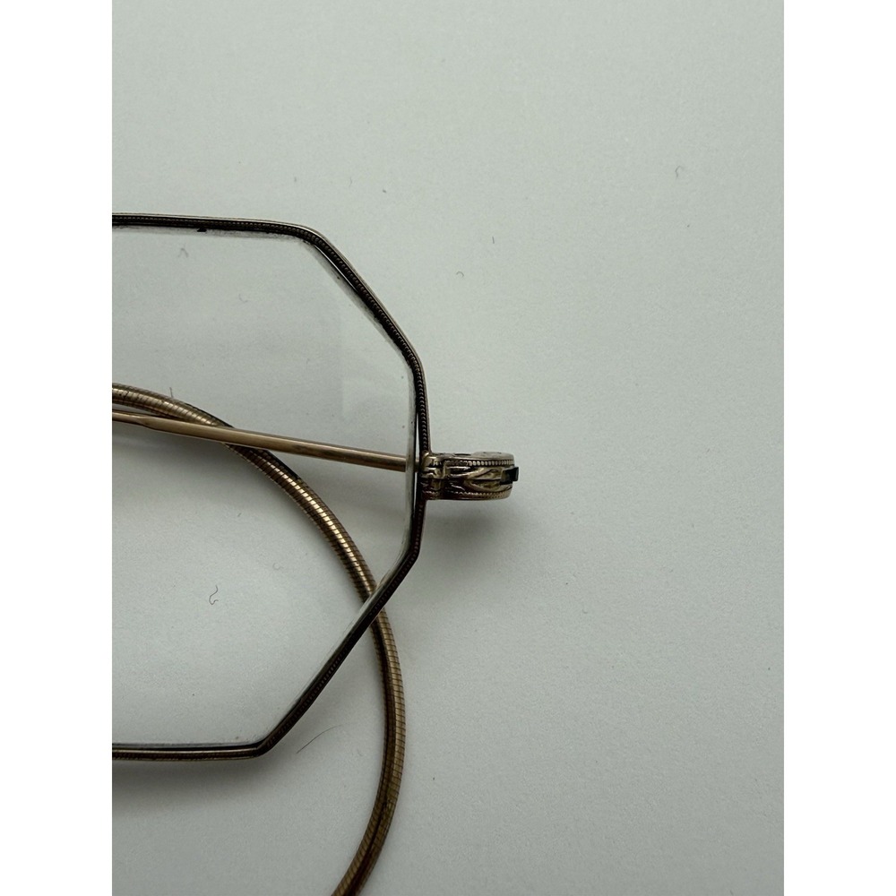 Vintage SHURON 1/10 12K GF Octagon Ful Vue Etched Rimmed Eyeglasses W Case - Picture 4 of 14